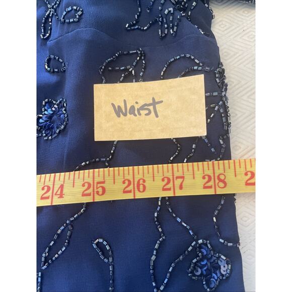 Roamans 1X Royal Navy Blue Intricate Bead & Sequin Short Sleeve Dressy Lined EUC - Picture 11 of 15